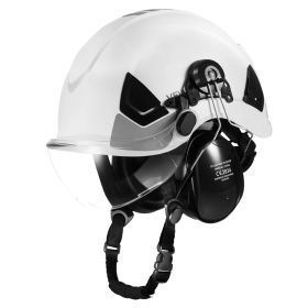 Industrial Safety Helmet with Visor and Earmuffs Adjustable Vented Hardhat