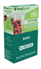 FoodSaver Pre-Cut Vacuum Seal Bags, 1 Pint, 6" x 9.5", 28 Count