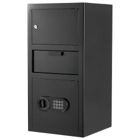 3.6 Cubic Feet Drop Safe, Large Capacity Front Drop Slot Safe Box with Digital Keypad, Heavy Duty 3 Tiers Cash Depository Box with Spare Keys for