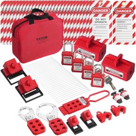 VEVOR Electrical Lockout Tagout Kit, 47 PCS Safety Loto Kit Includes Padlocks, Hasps, Tags, Nylon Ties, Plug Lockouts, Circuit Breaker Lockouts