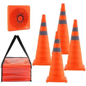 VEVOR Safety Cones, 4 Pack 28 inch Collapsible Traffic Cones, Construction Cones with Reflective Collars, Wide Base and A Storage Bag