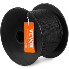 VEVOR Braided Nylon Cord, 3/16 inch by 250 feet, 32-Strand Design, 720 LBS Tensile Strength, Multi-Purpose Black Rope for Outdoor, Tree Work, Hik