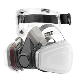 Respirator Mask Reusable Half Face Cover with Safety Glasses Filters for Dust