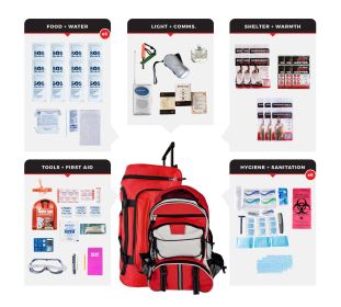 6 Person Essential Survival Kit (Option: Rolling Bag, Backpack)