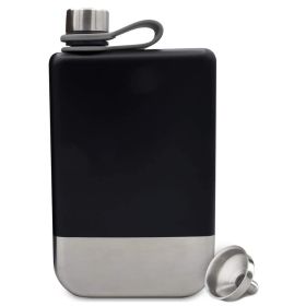 1pc Premium Hip Flask For Whiskey; Stainless Steel Hip Flask With Funnel; Leakproof Camping Whiskey Flask; Portable Cap Hip Pocket Flask For Outd (Color: Black)