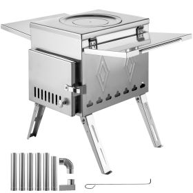 VEVOR Tent Wood Stove, Camping Wood Stove 304 Stainless Steel With Folding Pipe (size: 17.5X14.7X10.6 Inch)